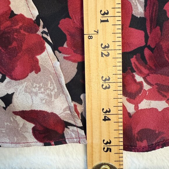 Avenue Women’s Sheer Cardigan Red Tan Chiffon Kimono Tunic Plus Size 14/16 - Picture 5 of 6